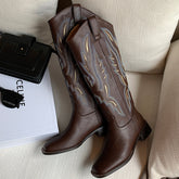 Naima Dark Brown Knee High Cowgirl Boots newgew